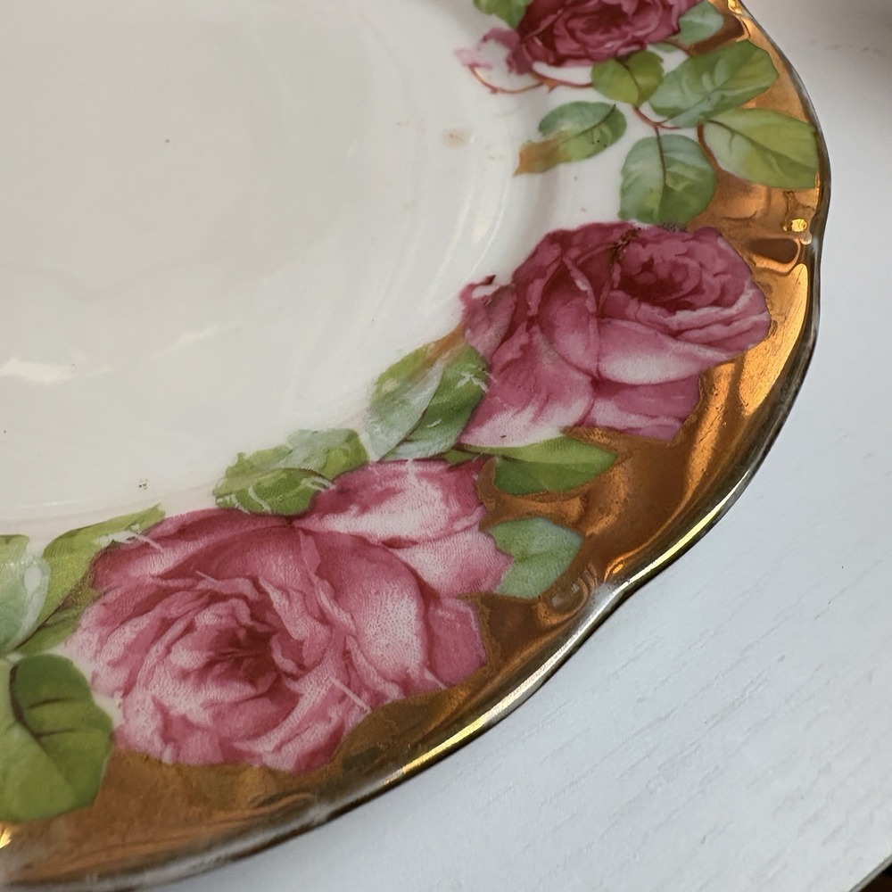 Victoria Austria English Rose And Gold Banded Border 10" Dinner Plates (2) - Picture 6 of 12